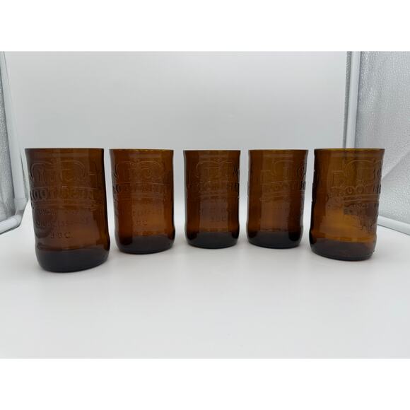 Set of 5 Upcycled IBC Root Beer 4" Tall Amber Brown Drinking Glasses Collectible - Picture 1 of 8
